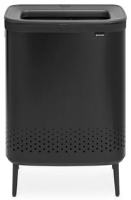 Кош за пране Brabantia Bo 1004177, 2x45 л, Пълнене без отваряне, Вентилационни отвори, Регулируеми крачета, Черен