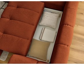 Сгъваем/с място за съхранение ъглов диван в тухлен цвят (ляв ъгъл/L форма) Fuji – Bobochic Paris