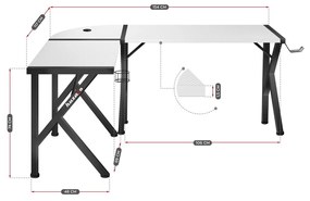 Бюро Huzaro Hero 6.3 Бял Черен Стомана Подложка от Въглеродни Влакна 154 x 74 x 117 cm