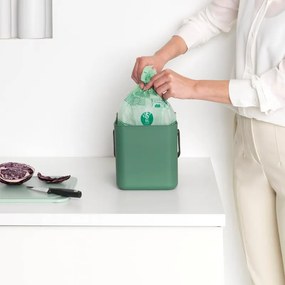 Кош за разделно събиране на боклук Brabantia Sort&Go 1003233, 6 л, Дръжка, Възможност за стенен монтаж, Тъмнозелен