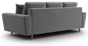 Светлосив кадифен разтегателен диван с място за съхранение 235 cm Kyoto – Cosmopolitan Design