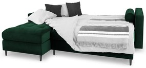 Зелен кадифен ъглов разтегателен диван , ляв ъгъл Santo - Milo Casa