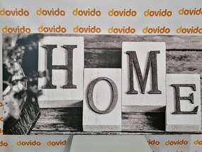 Картина на платно – Буквички Home в черно-бяло