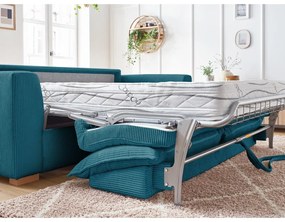 Син разтегателен диван от рипсено кадифе 225 cm Augustin – Bobochic Paris