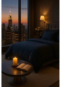 Тъмносиньо единично спално бельо от памук Renforcé 140x200 cm Ruffle Striped – Mila Home Luxury