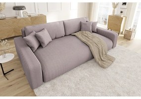 Светлорозов разтегателен диван с място за съхранение от рипсено кадифе 234 cm Sara – Ropez