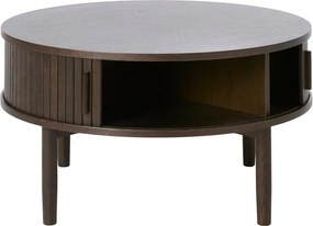 Кръгла масичка за кафе от декор от дъб в тъмно естествен цвят ø 85 cm Meta – Unique Furniture
