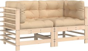 825681 vidaXL Ъглови дивани с възглавници, 2 бр, борово дърво масив