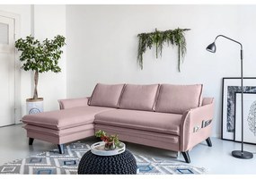 Прахово розов ъглов разтегателен диван , ляв ъгъл Charming Charlie - Miuform