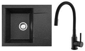 ALVEUS SETA23197 - Кухненска мивка CADIT + смесител MINTAS, 34 см, гранит/черен