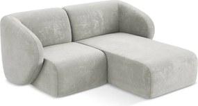 Светлосив шенилов ъглов диван (десен ъгъл) Lani – Makamii