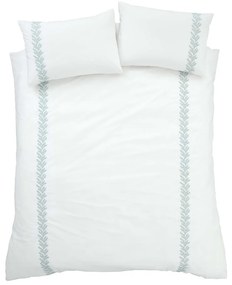 Бяло двойно памучно спално бельо 200x200 cm Embroidery Leaf – Bianca