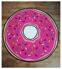 Розова детска плажна кърпа ø 150 cm Donut – JAHU collections