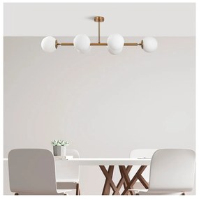 Бяло и златисто осветително тяло за таван със стъклен абажур 40x110 cm Fazli – Opviq lights