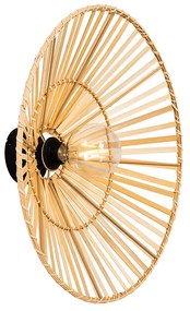 Ориенталска стенна лампа черна с естествен бамбук - Pua