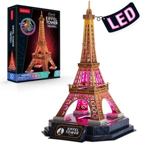 Cubic Fun - Пъзел 3D Eiffel Tower Paris Night Edition Includes Color Led 51ч. L534h
