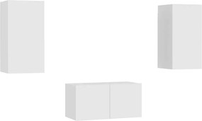 3078657 vidaXL Комплект ТВ шкафове от 3 части, бял, инженерно дърво