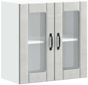 853911 vidaXL Кухненски стенен шкаф със стъклена врата Lucca бетонно сив