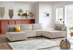 Кремав променлив велурен ъглов диван Nihad modular - Bobochic Paris