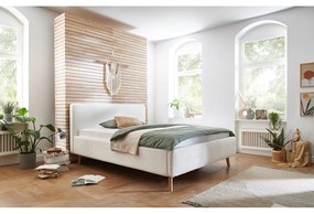 Бяло тапицирано двойно легло с място за съхранение с решетка 160x200 cm Mattis - Meise Möbel