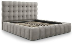Светлосиво тапицирано двойно легло с място за съхранение и решетка 200x200 cm Bali - Cosmopolitan Design