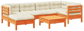 3299538 vidaXL Градински комплект с възглавници, 7 части, восъчнокафяв