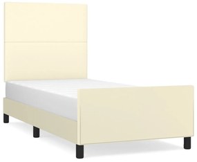 3125423 vidaXL Рамка за легло с табла, кремава, 90x190 см, изкуствена кожа