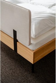 Двойно легло 200x200 cm тапицирано/ПДЧ от декор от дъб с включена подматрачна рамка в естествен цвят Streiko – noo.ma