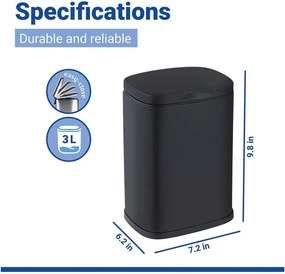 Черно стенно стоманено кошче за боклук 3 l Sare – Wenko