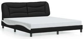 3208021 vidaXL Рамка за легло без матрак Hvar, черна, бяла, 180x200см, изкуствена кожа