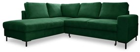 Тъмнозелен разтегателен ъглов диван от рипсено кадифе (ляв ъгъл) Lofty Lilly – Miuform