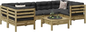 3299318 vidaXL Градински диван от 7 части с възглавници, импрегниран бор