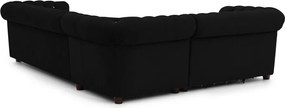 Черен кадифен разтегателен ъглов диван (ляв ъгъл L форма) York Blik – Ropez