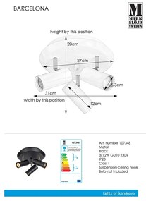 Черна стенна лампа Barcelona Tres - Markslöjd