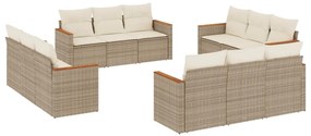 3258236 vidaXL Градински диван с възглавници, 12 части, бежов полиратан