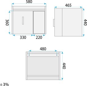 Комплект мебели за баня с мивка Paris 60cm Grey