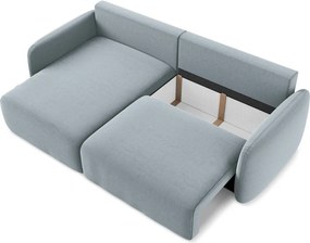 Син кадифен сгъваем/с място за съхранение ъглов диван (ляв ъгъл) Kalena – Makamii