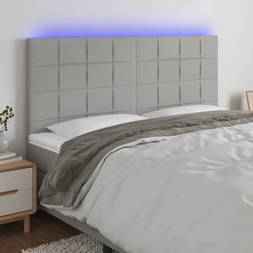3122446 vidaXL LED горна табла за легло, светлосива, 200x5x118/128 см, плат