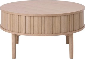 Кръгла масичка за кафе от декор от дъб в светло естествен цвят ø 85 cm Meta – Unique Furniture
