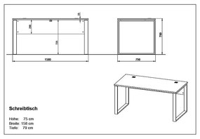 Работна маса от дъб 158x79 cm Lioni - Germania