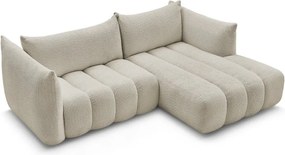 Бежов ъглов диван от прежда с примки от букле (десен ъгъл) Azra – Bobochic Paris