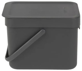Кош за разделно събиране на боклук Brabantia Sort&Go 648974, 6 л, Дръжка, Възможност за стенен монтаж, Тъмносив
