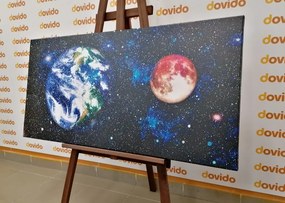 Картина на платно – Планетата Земя и червена Луна