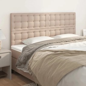 3116433 vidaXL Табла за легло, цвят капучино, 160x5x118/128 см, изкуствена кожа