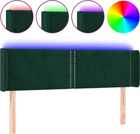 3123147 vidaXL LED горна табла за легло, тъмнозелена, 147x16x78/88 см, кадифе