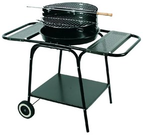 Кръгло барбекю MasterGrill MG906, 46 cm, 3 рафта, Грил шиш, 2 колела,  Емайлирана стомана, Черен