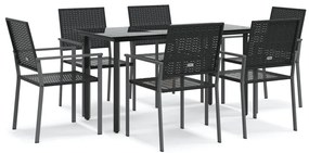 3187024 vidaXL Градински трапезен комплект от 7 части полиратан и стомана