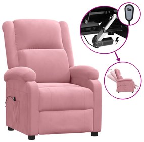 3098397 vidaXL Електрически реклайнер стол, розов, кадифе