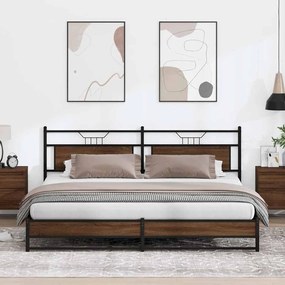 3325133 vidaXL Метална рамка за легло, без матрак, кафяв дъб, 193x201 см
