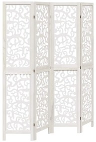 358738 vidaXL Разделител за стая, 4 панела, бял, дърво пауловния масив